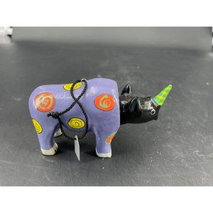 Vintage Discovery Store Paper Mache' Purple Rhino Christmas Ornament